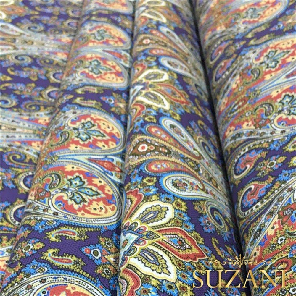 Mavi Şal Damask Desenli Kumaş