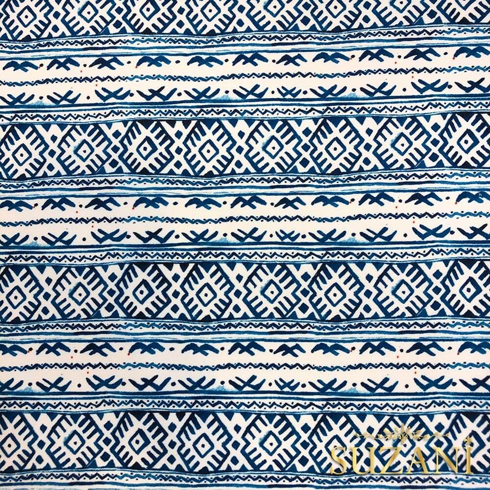 Mavi Süsleme Desenli Dijital Baskılı Kumaş