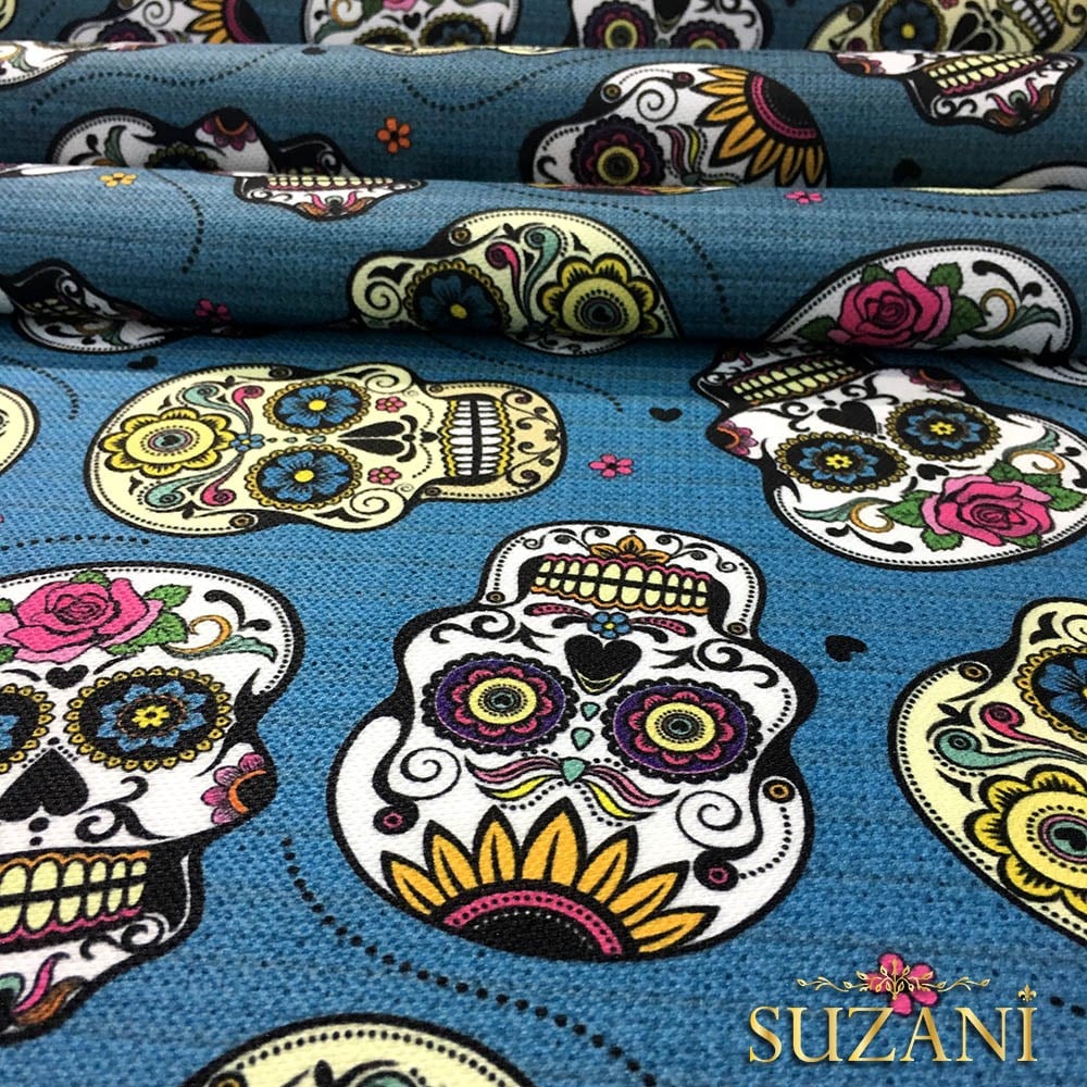 Meksika Kafatası Pop Art Desenli Kumaş