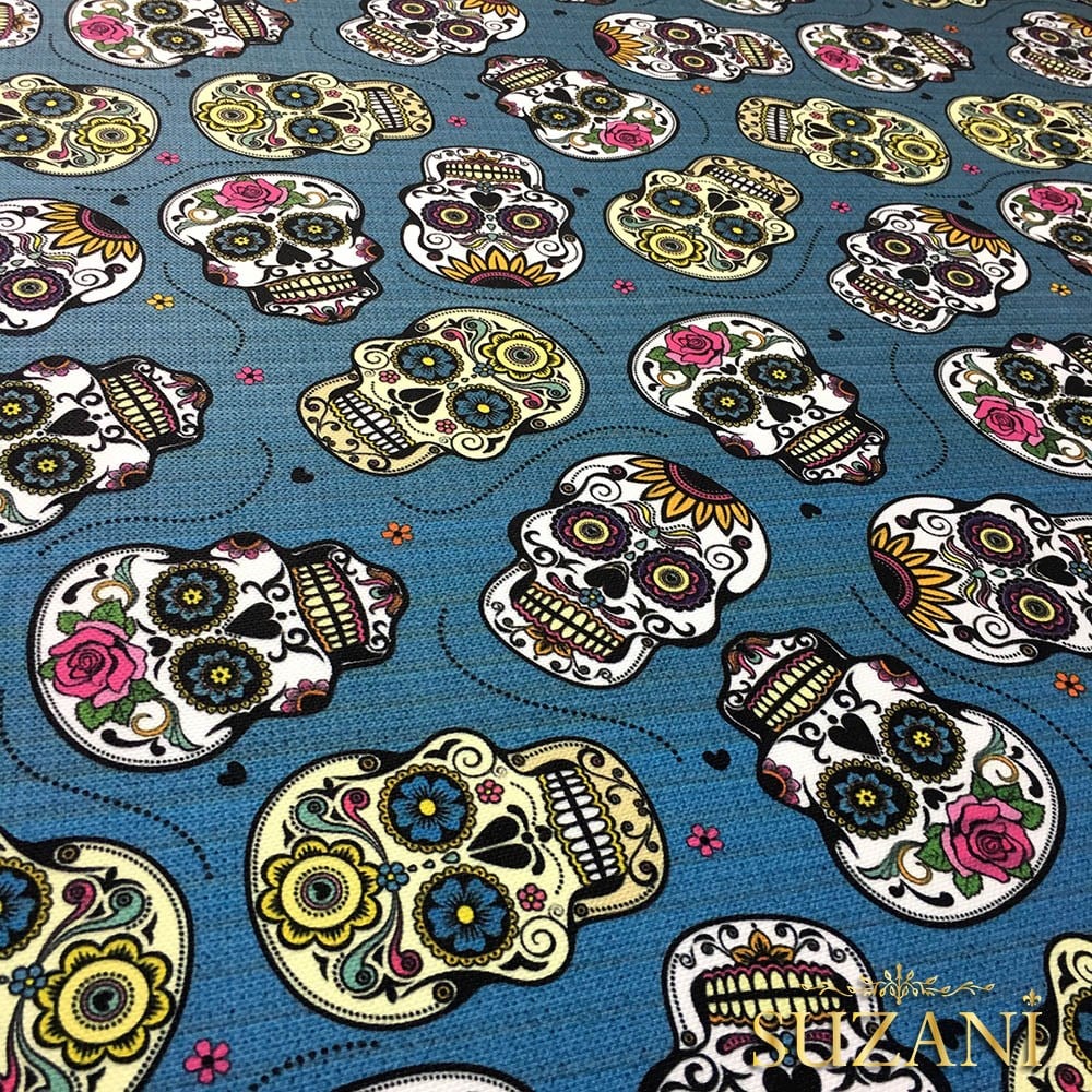 Meksika Kafatası Pop Art Desenli Kumaş