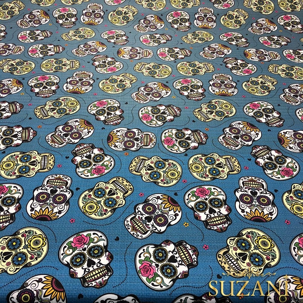 Meksika Kafatası Pop Art Desenli Kumaş