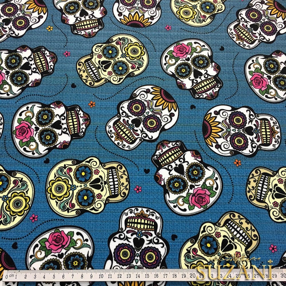 Meksika Kafatası Pop Art Desenli Kumaş