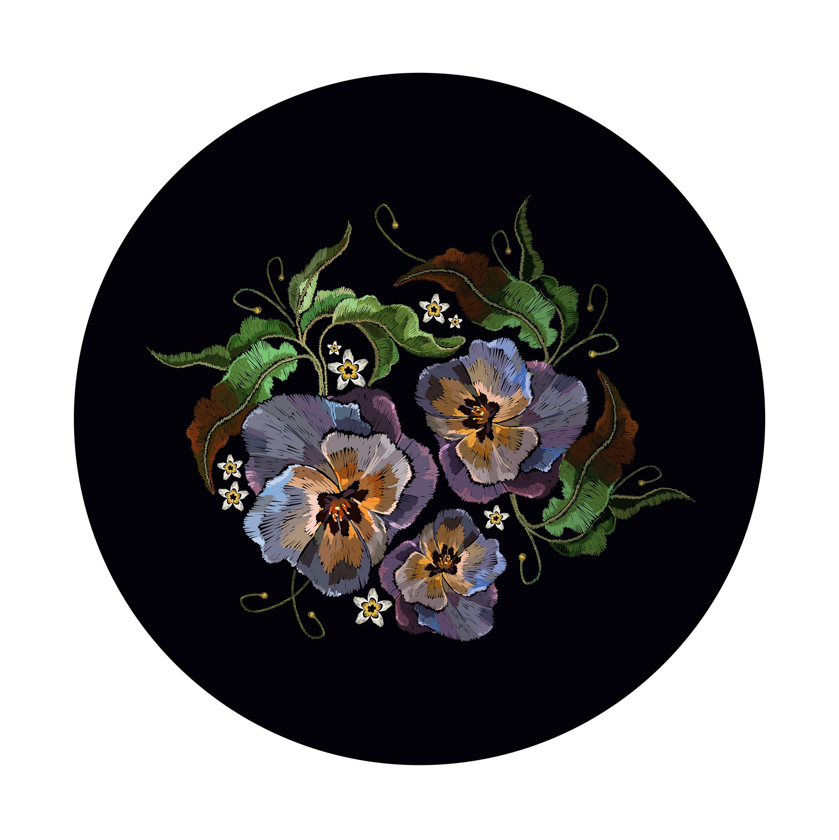 Menekşe Desenli Dikişsiz 3'lü Supla Kumaşı