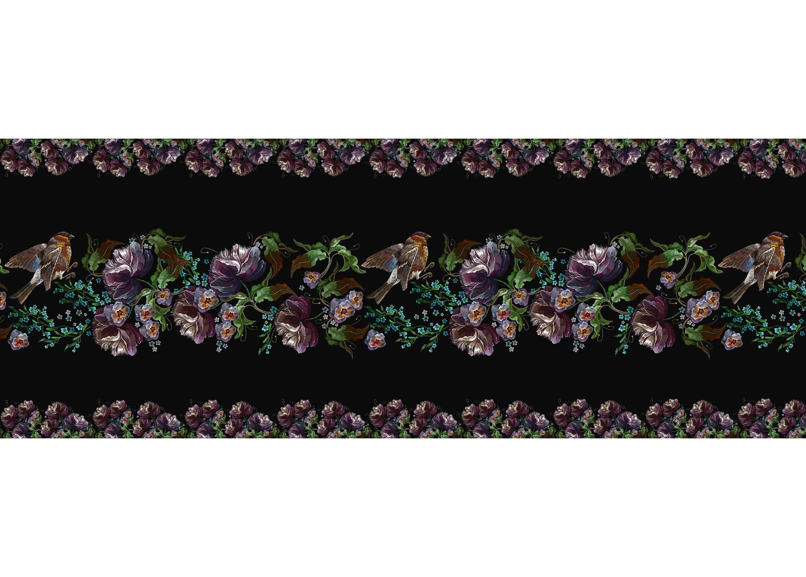 Menekşe Desenli Dikişsiz Runner Kumaşı