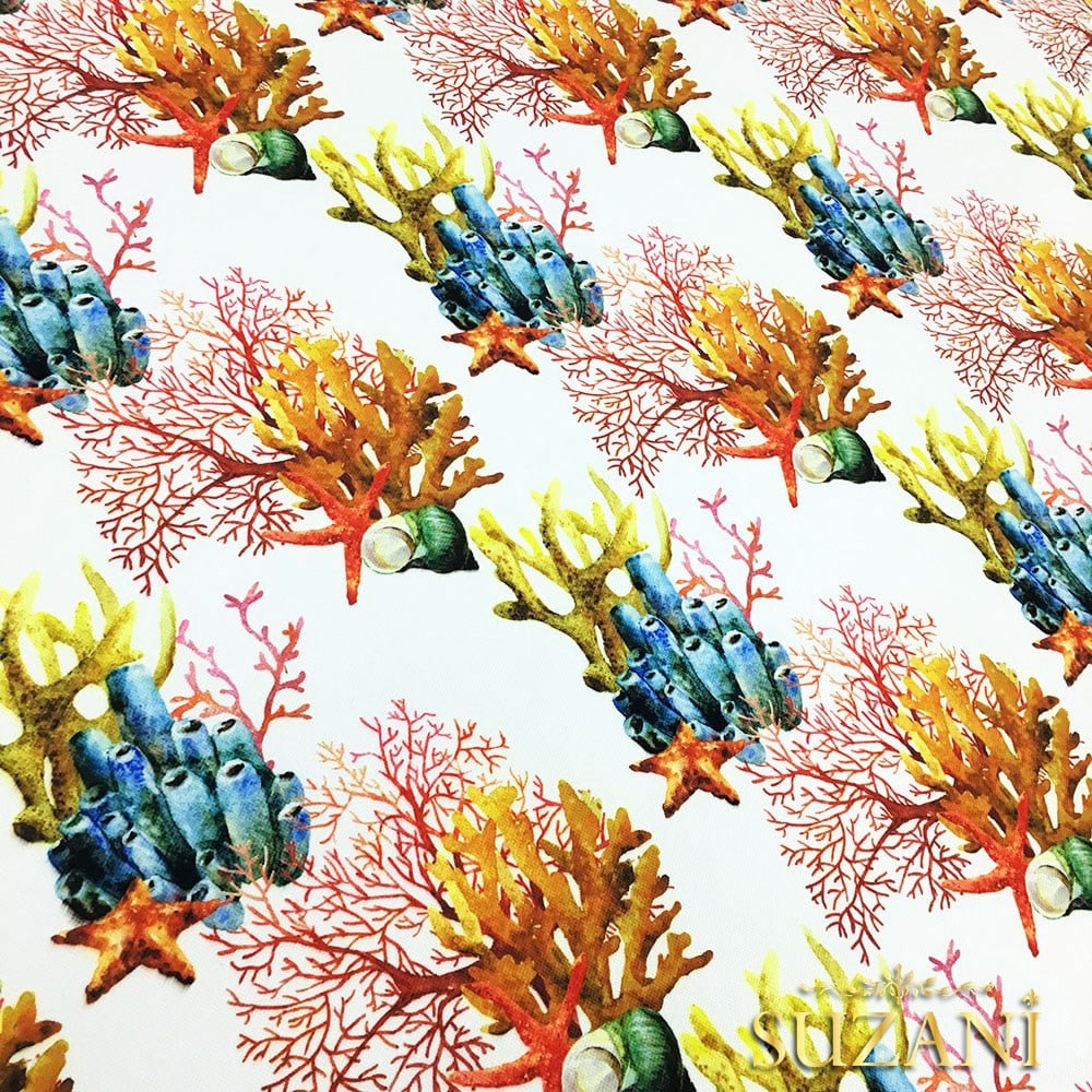 Mercan Resif Desenli Kumaş