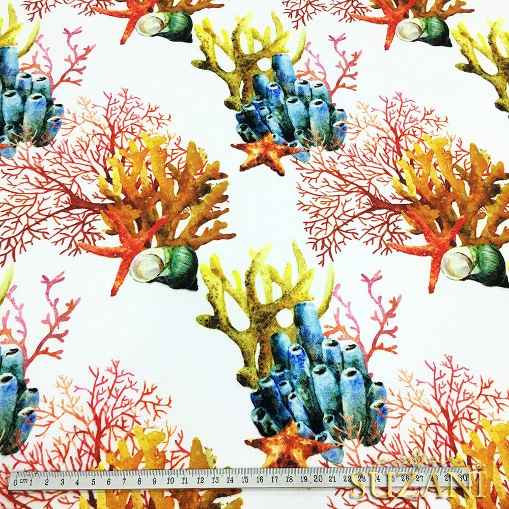 Mercan Resif Desenli Kumaş