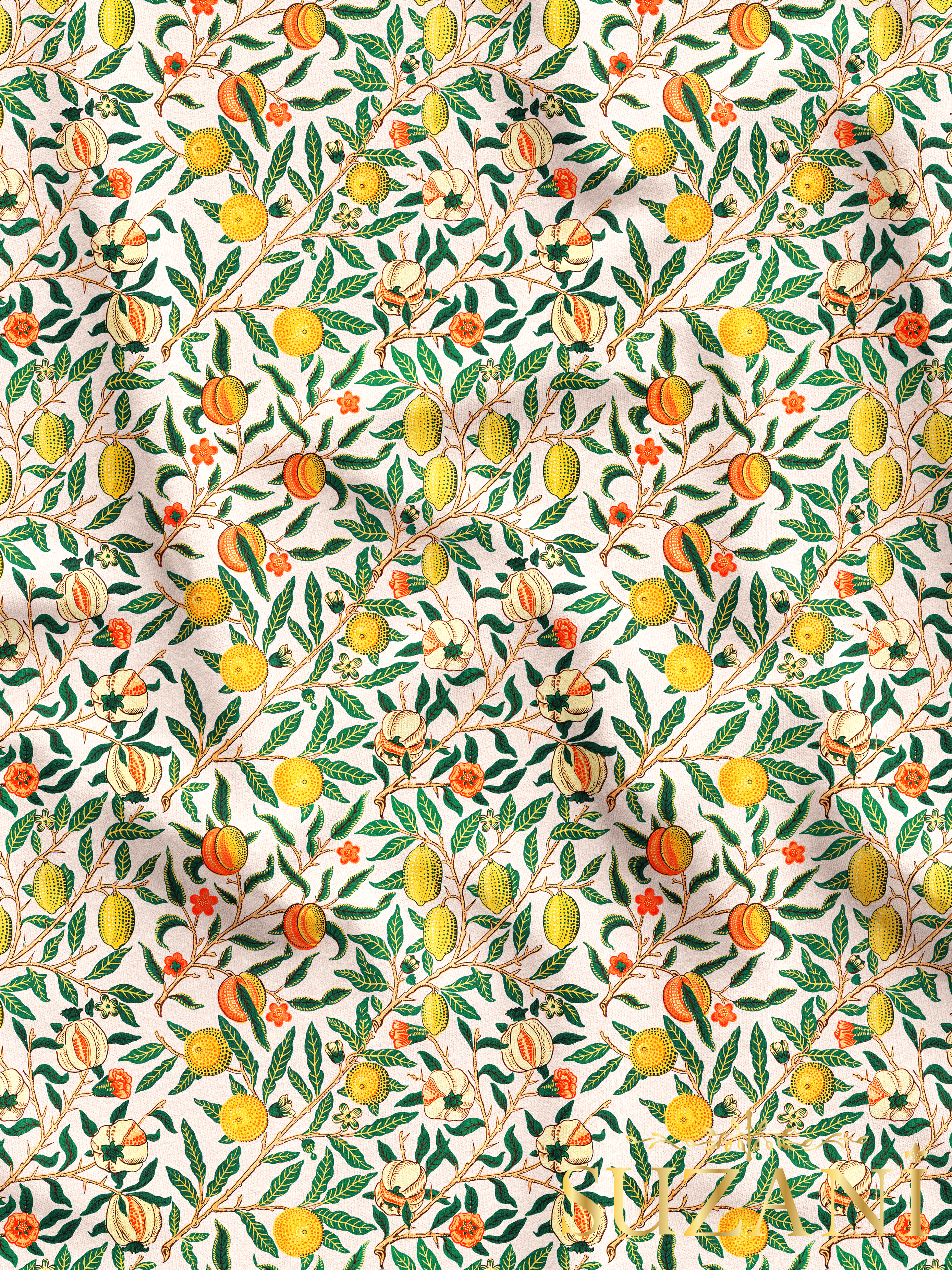 Meyve Ağacı Desenli Dijital Baskılı Kumaş