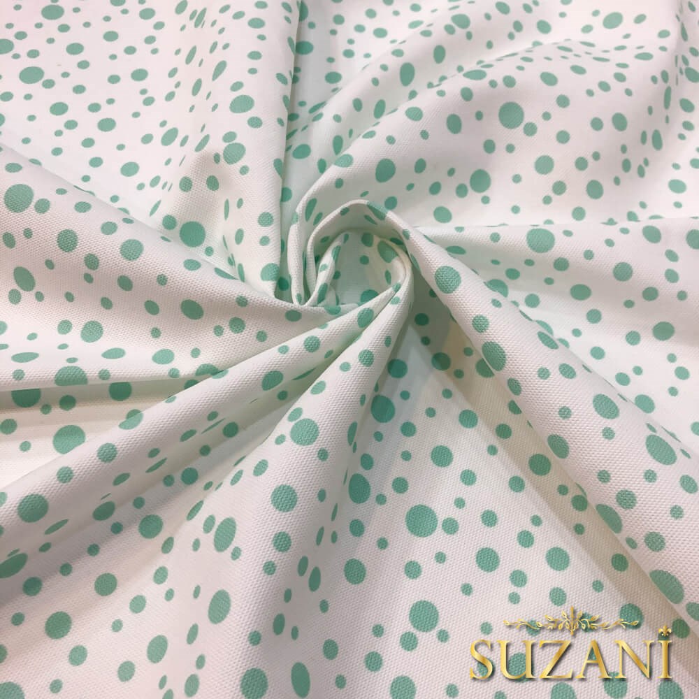 Mint Damlacık Desenli Dijital Baskılı Kumaş