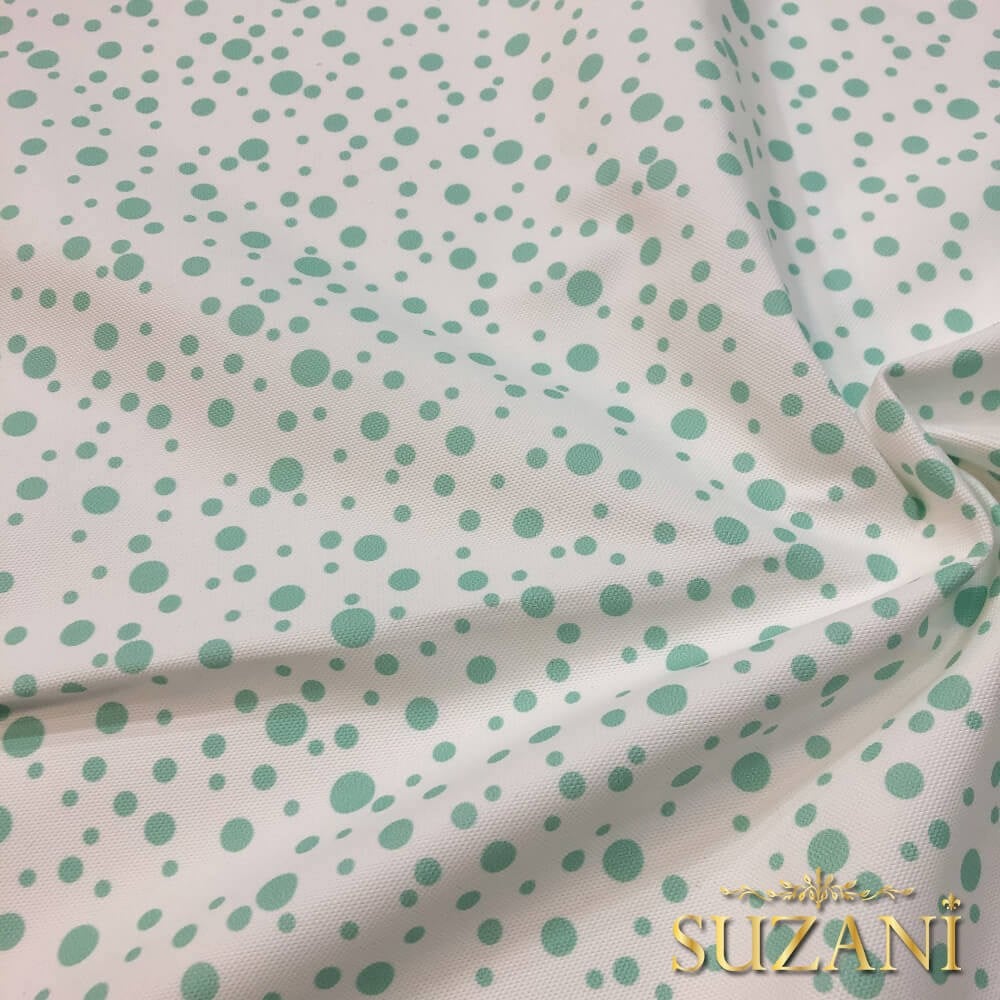 Mint Damlacık Desenli Dijital Baskılı Kumaş