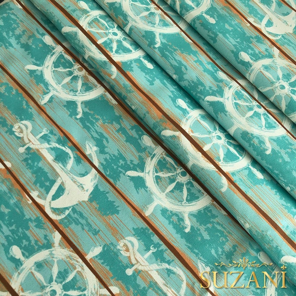 Mint Güverte Desenli Dijital Baskılı Kumaş