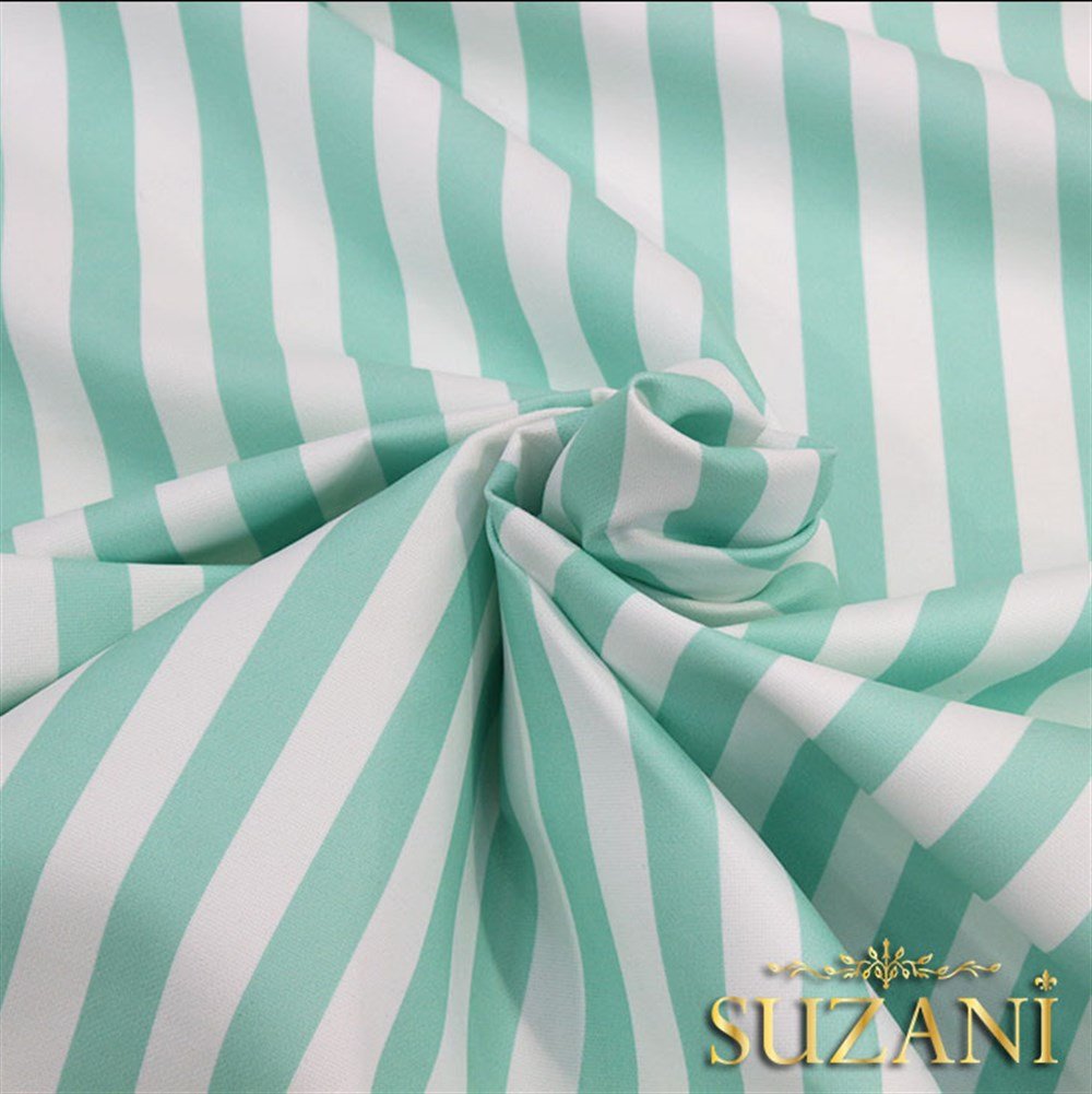 Mint İnce Çizgili Kumaş