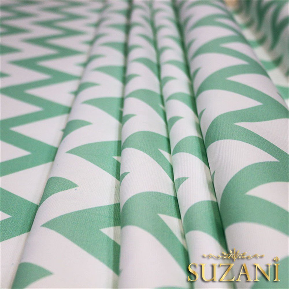 Mint Zigzag Desenli Kumaş
