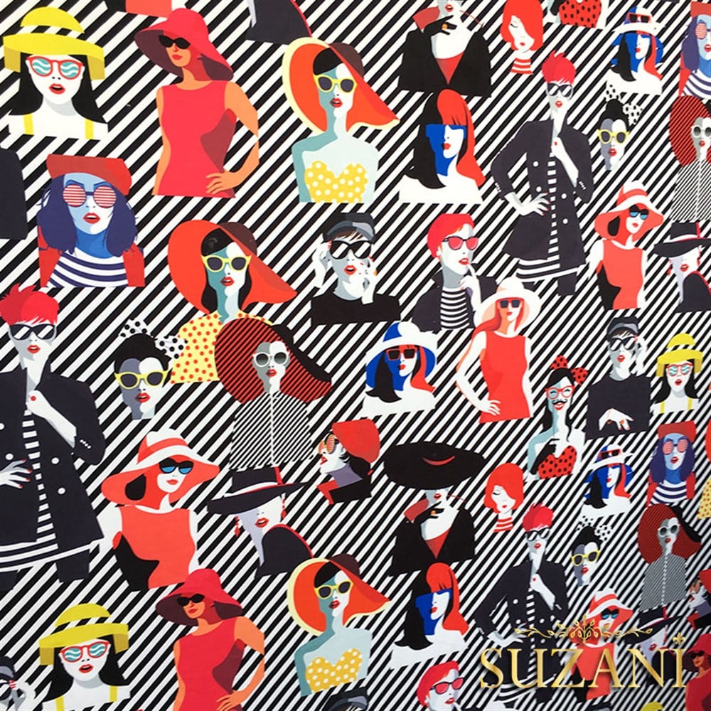 Moda Soyut Kadınlar Desenli Kumaş