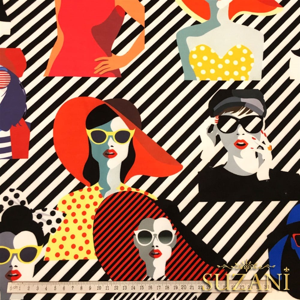 Moda Soyut Kadınlar Desenli Kumaş