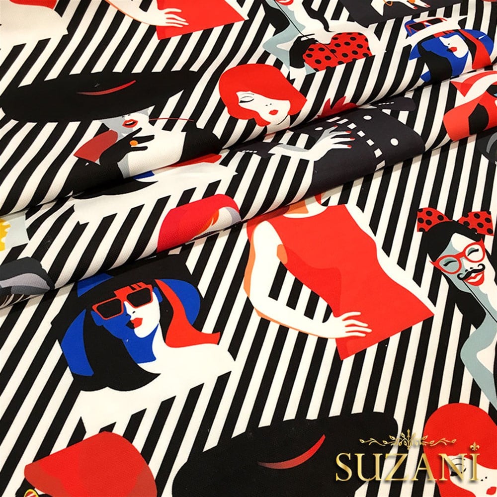 Moda Soyut Kadınlar Desenli Kumaş