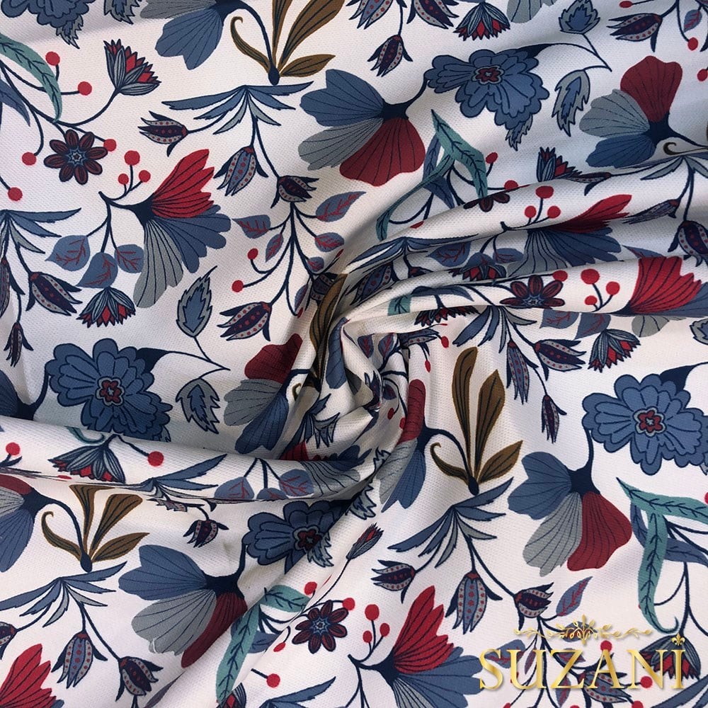 Modern Stil Çiçek Desenli Dijital Baskılı Kumaş