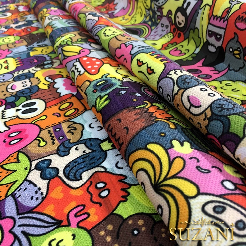 Monsters Pop Art Desenli Kumaş