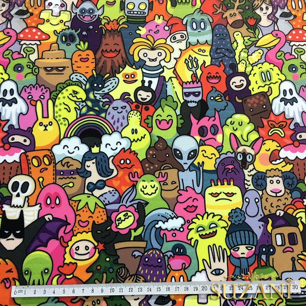 Monsters Pop Art Desenli Kumaş