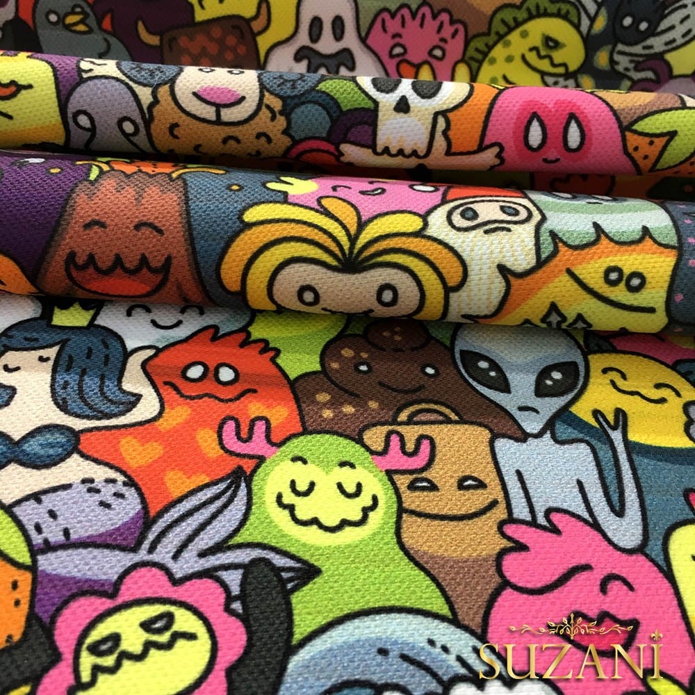Monsters Pop Art Desenli Kumaş
