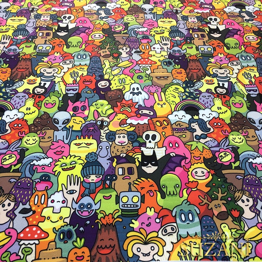 Monsters Pop Art Desenli Kumaş