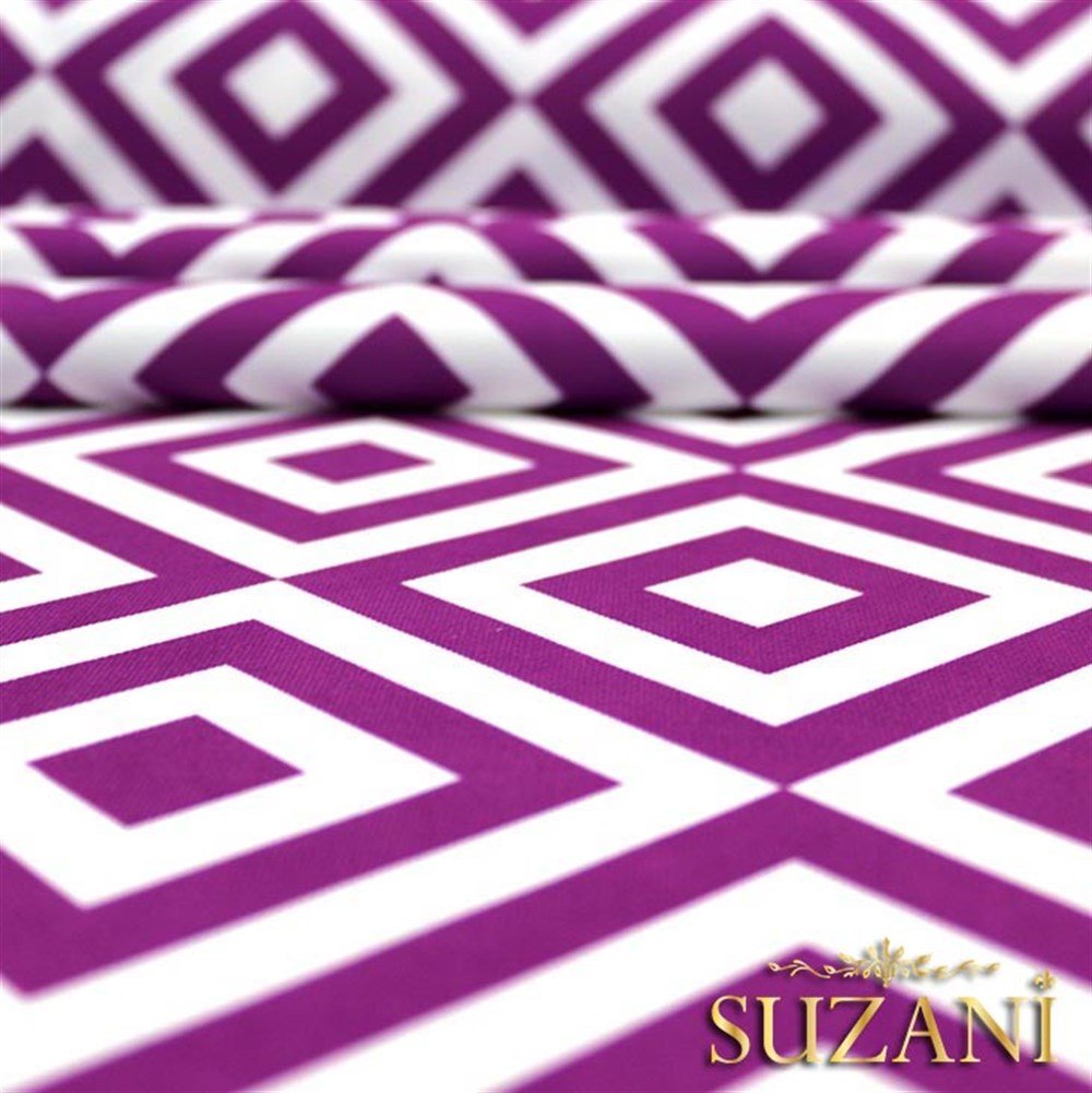 Mor İç içe Kareli Kumaş