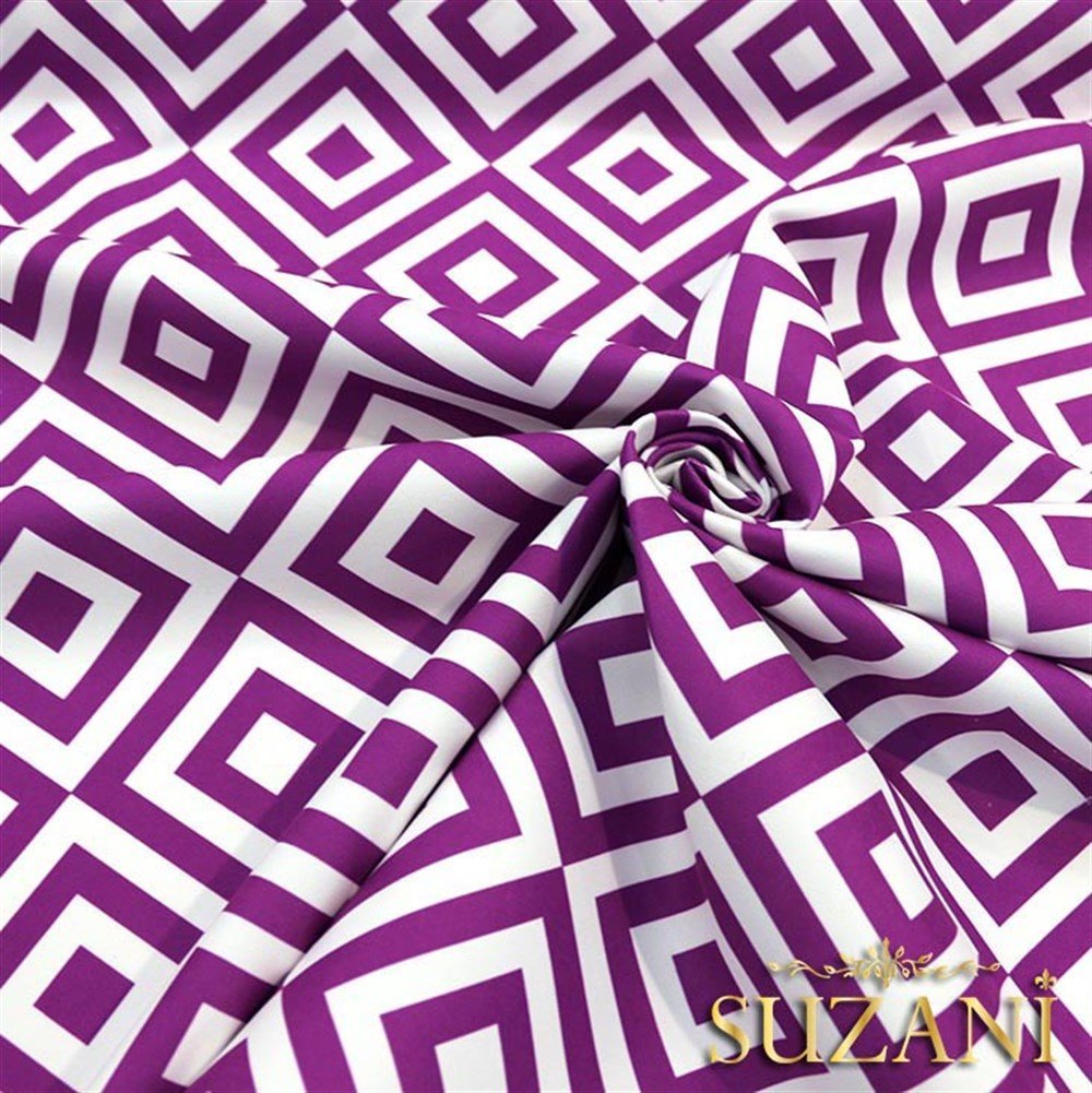 Mor İç içe Kareli Kumaş