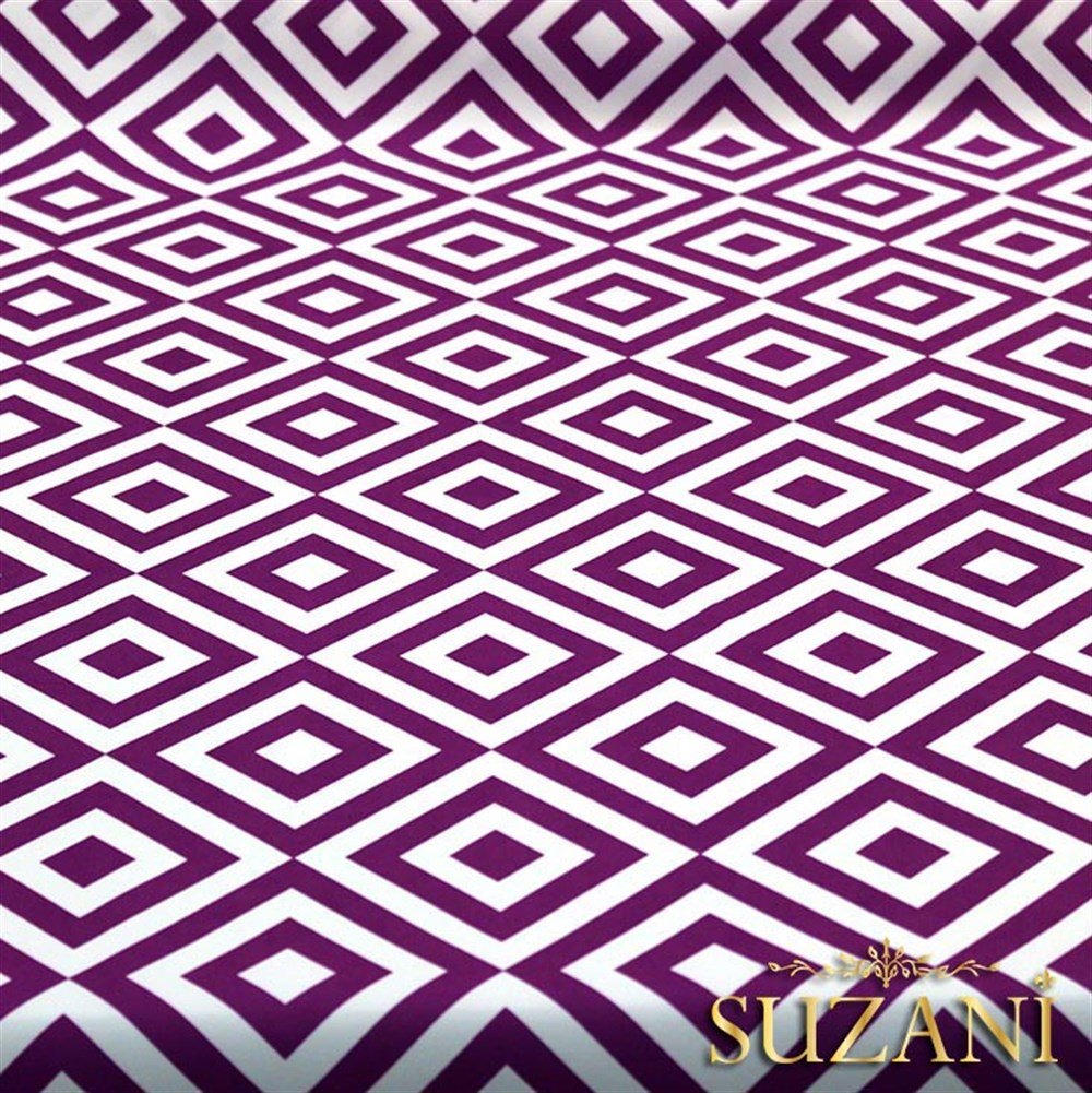 Mor İç içe Kareli Kumaş