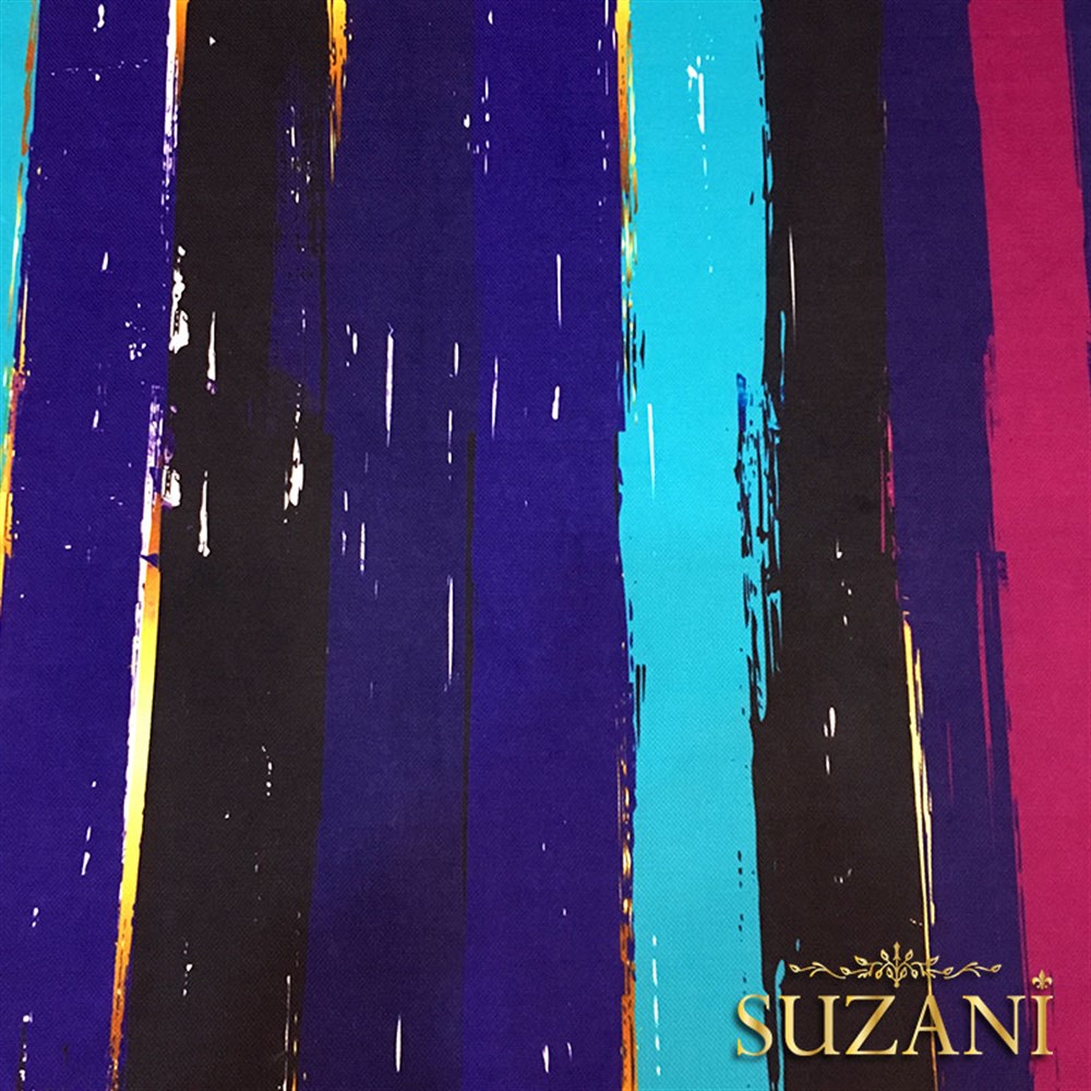 Mor Mavi Eskitme Çizgili Kumaş