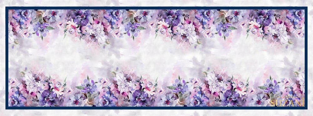 Mor Şakayık Desenli Runner Kumaşı