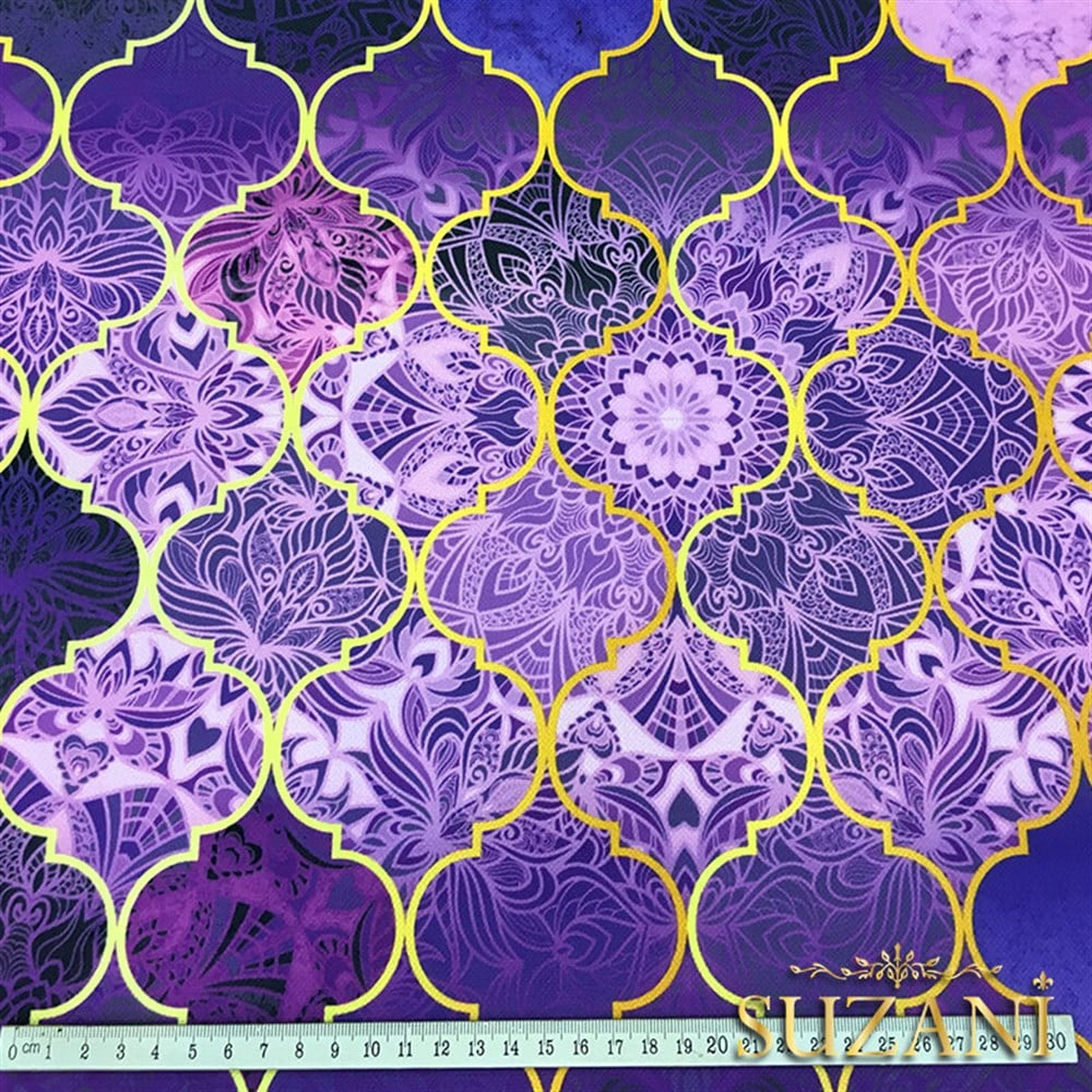 Motifli Mor Moroccan Desenli Kumaş