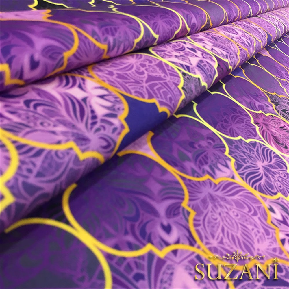 Motifli Mor Moroccan Desenli Kumaş