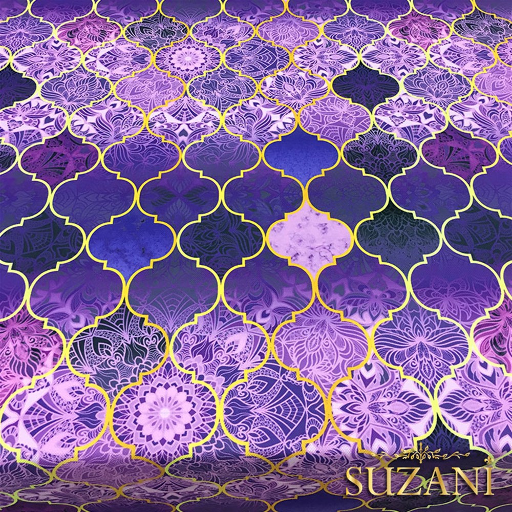 Motifli Mor Moroccan Desenli Kumaş