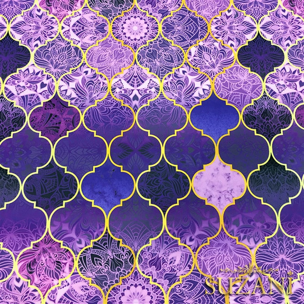 Motifli Mor Moroccan Desenli Kumaş
