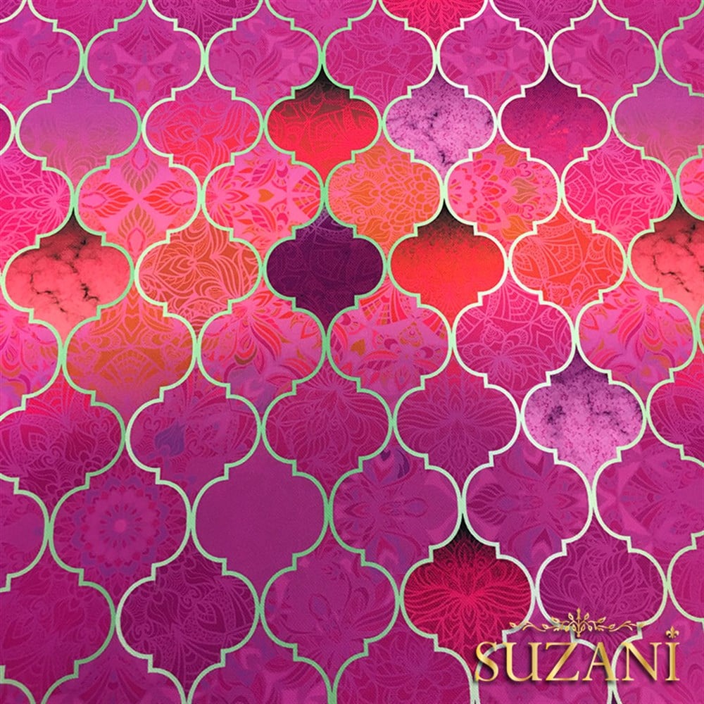 Motifli Pembe Moroccan Desenli Kumaş