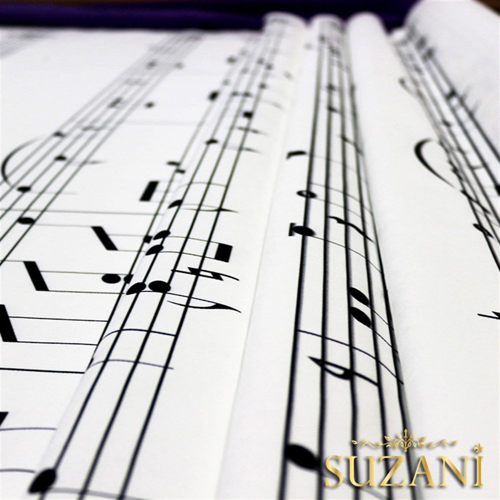 Müzik Notaları Desenli Kumaş