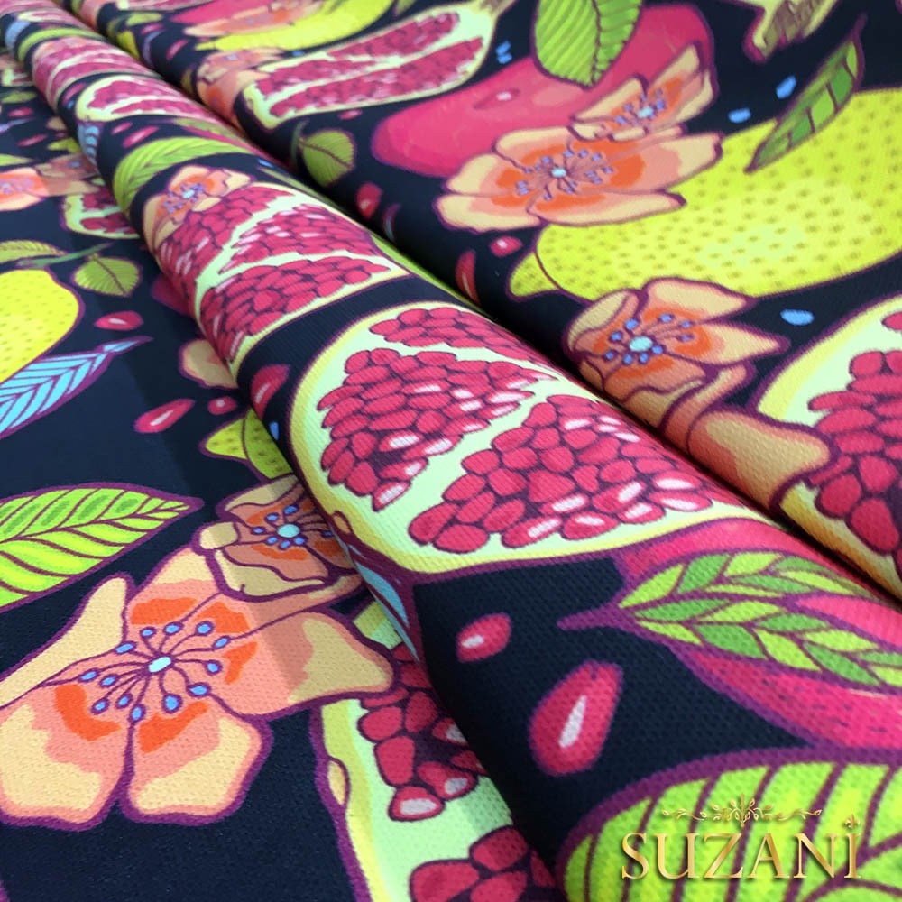 Nar Limon Desenli Kumaş