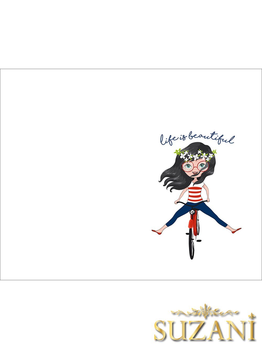 Neşeli Bisiklet Süren Kız Desenli 3'lü Beslenme Örtüsü, Amerikan Servisi Kumaşı