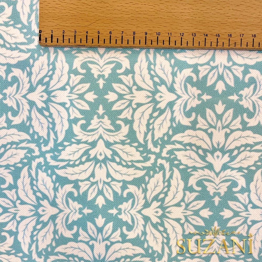 Okyanus Mavi Motif Desenli Dijital Baskılı Kumaş