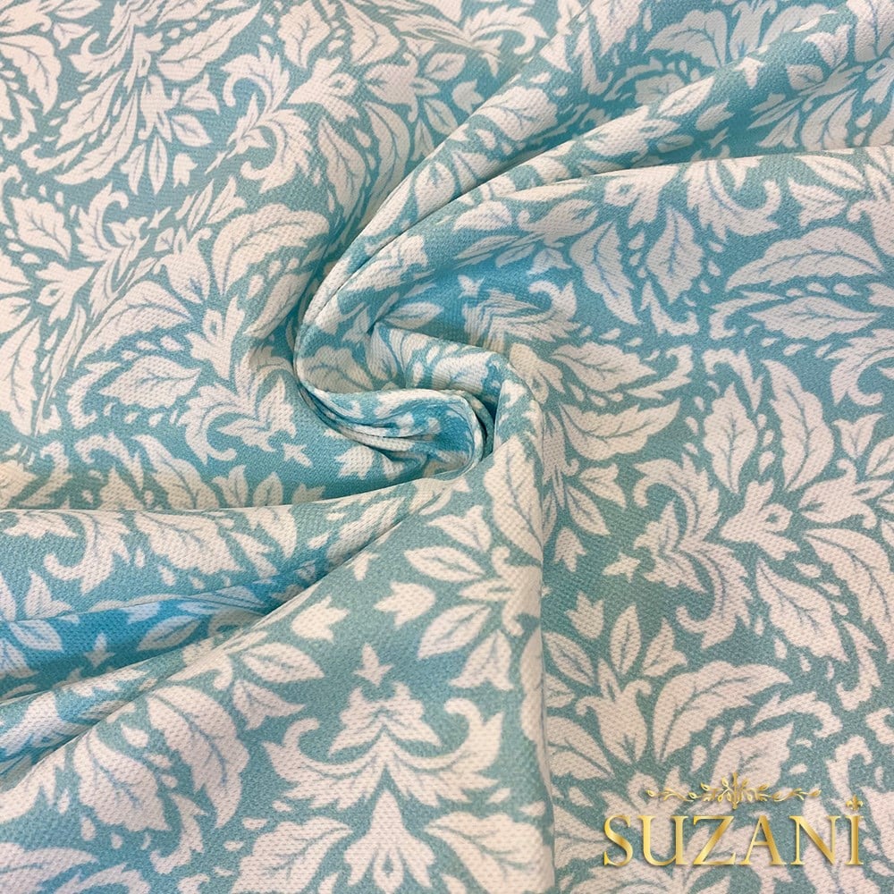 Okyanus Mavi Motif Desenli Dijital Baskılı Kumaş