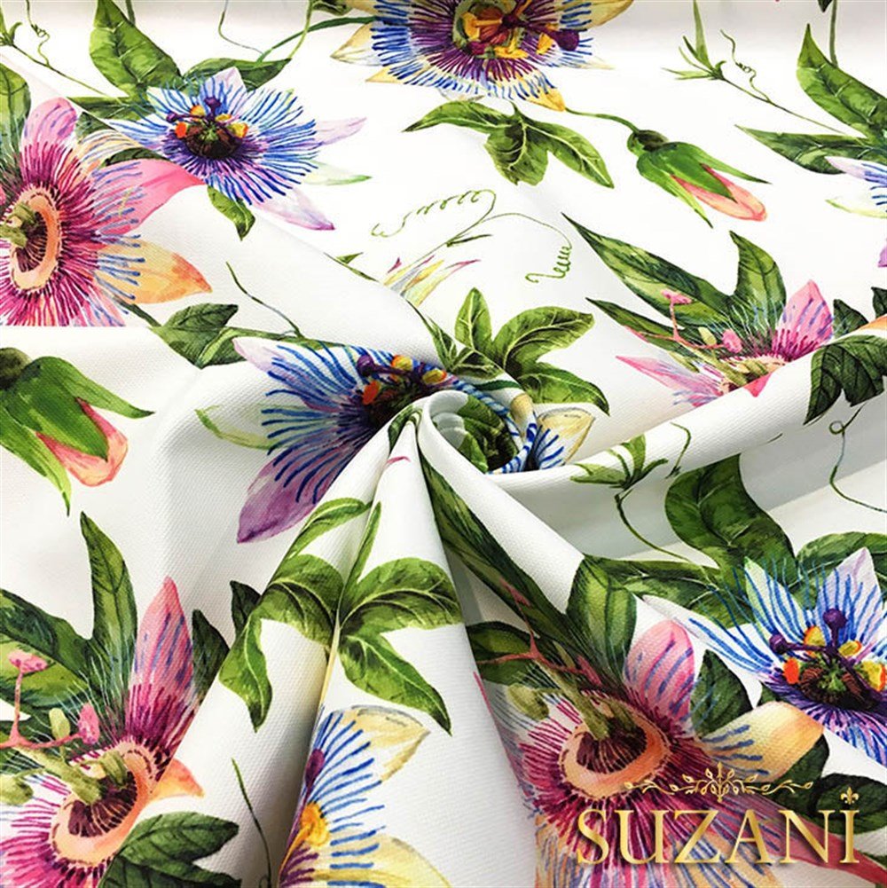 Passiflora Çiçeği Desenli Kumaş