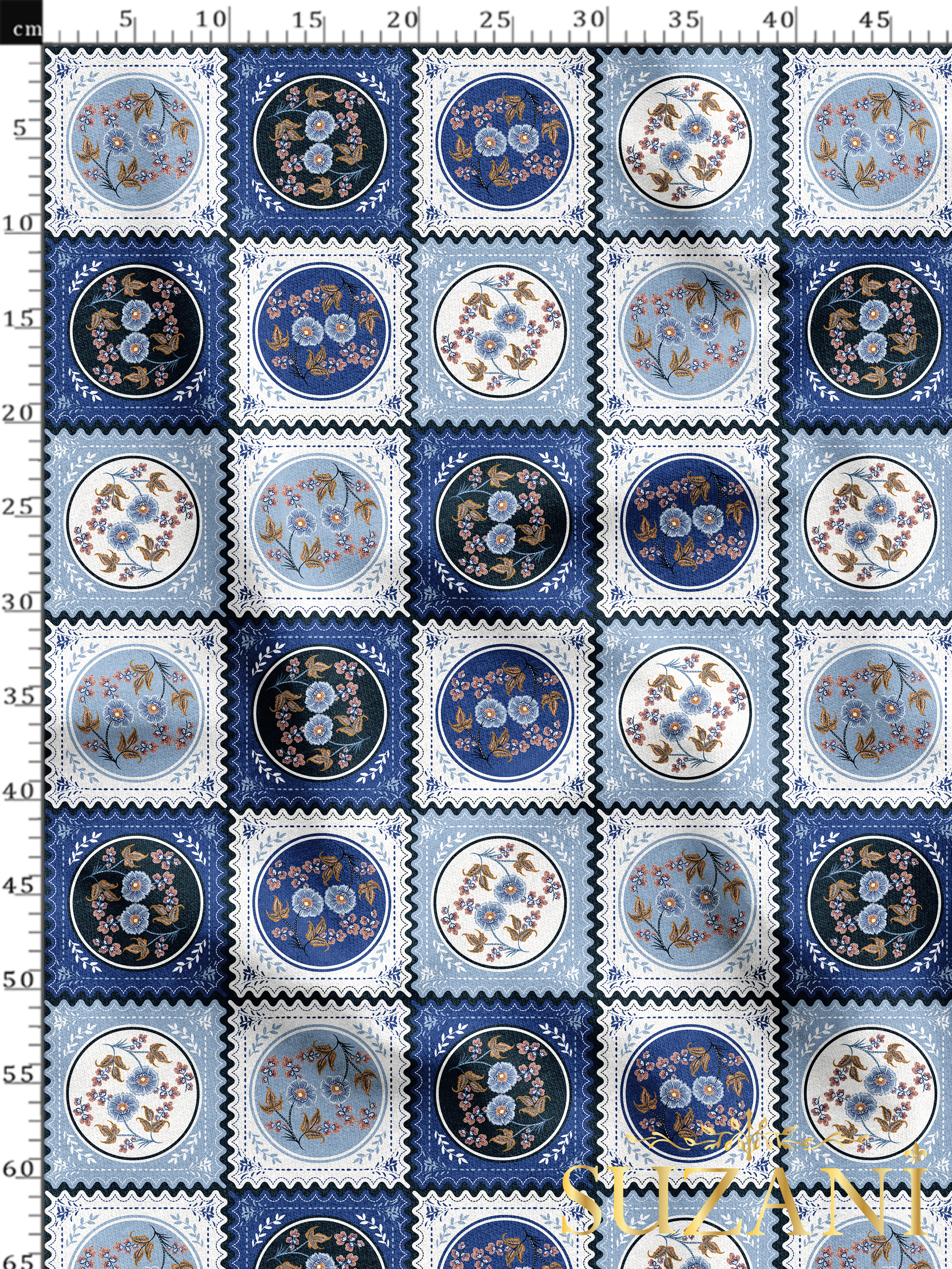 Patchwork Çiçek Desenli Dijital Baskılı Kumaş