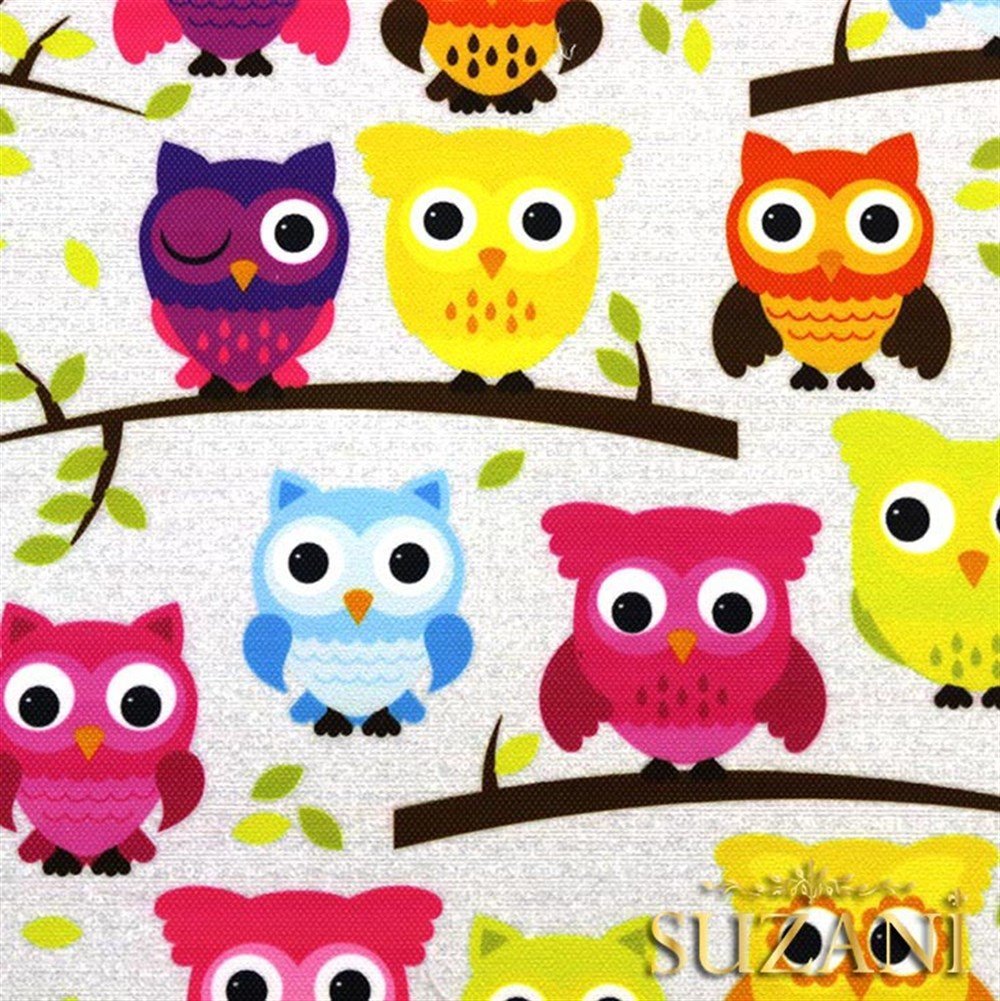 Pembe Baykuş Desenli Çocuk Kumaşı