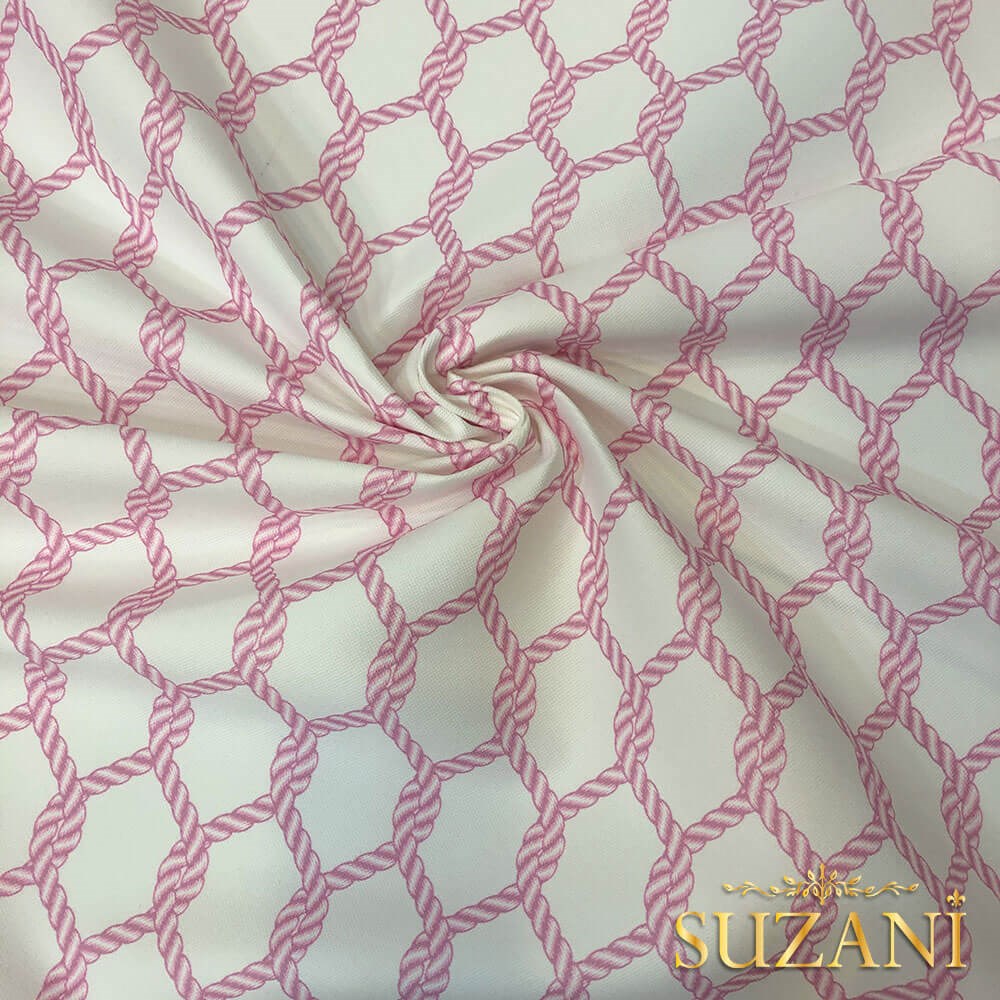 Pembe Düğüm Desenli Dijital Baskılı Kumaş