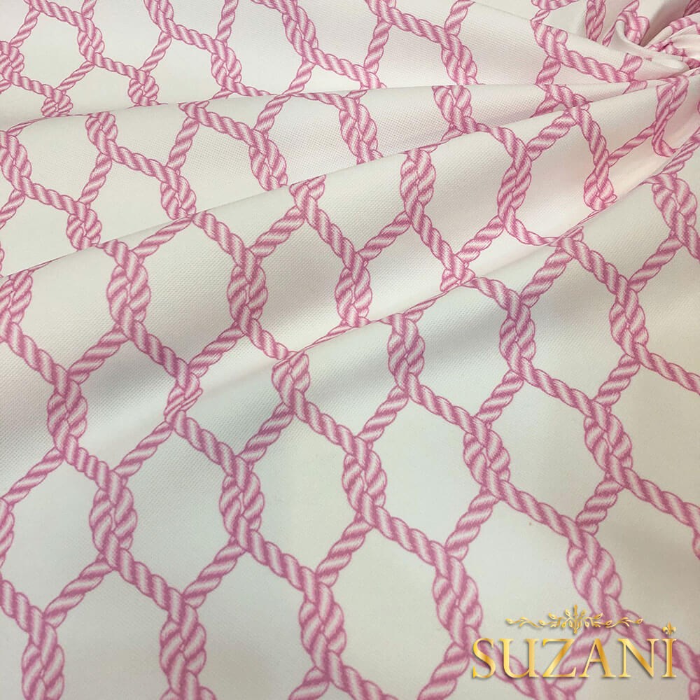 Pembe Düğüm Desenli Dijital Baskılı Kumaş