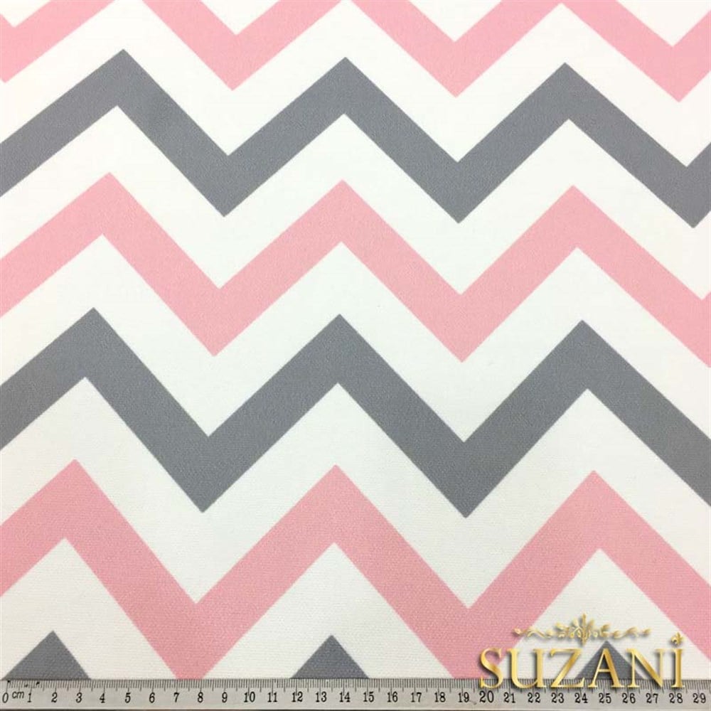 Pembe Gri Zigzag Döşemelik Kumaş