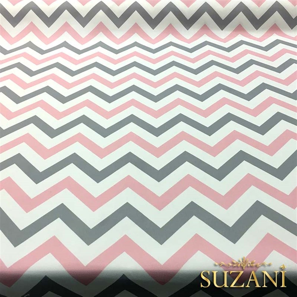 Pembe Gri Zigzag Döşemelik Kumaş