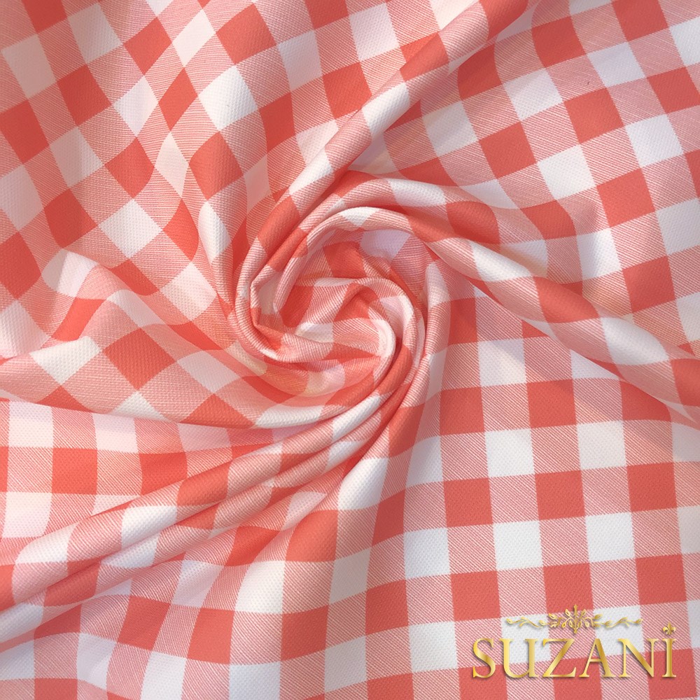 Pişmiş Ayva Küçük Pötikare Desenli Dijital Baskılı Kumaş