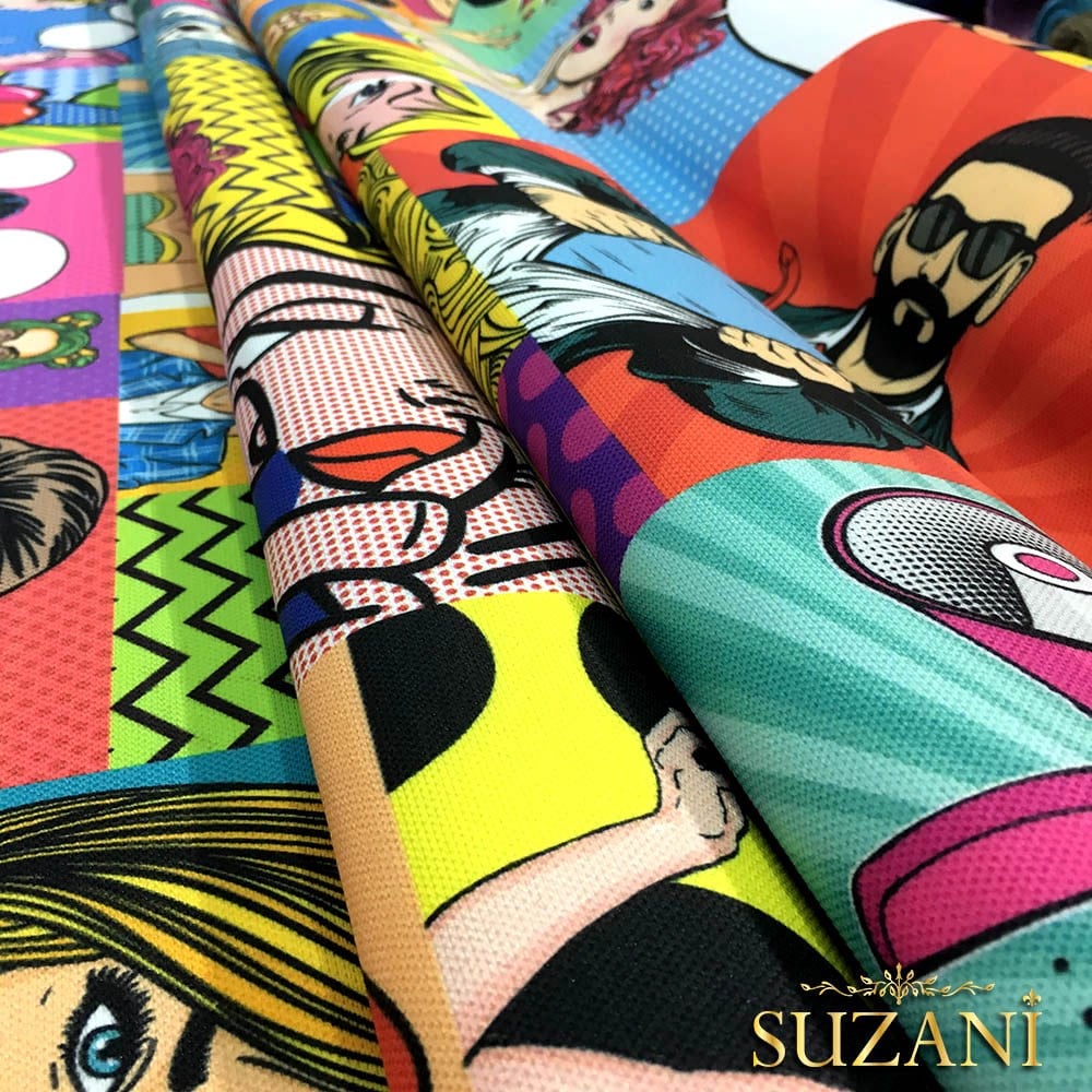 Pop Art Çizgi Roman Desenli Kumaş