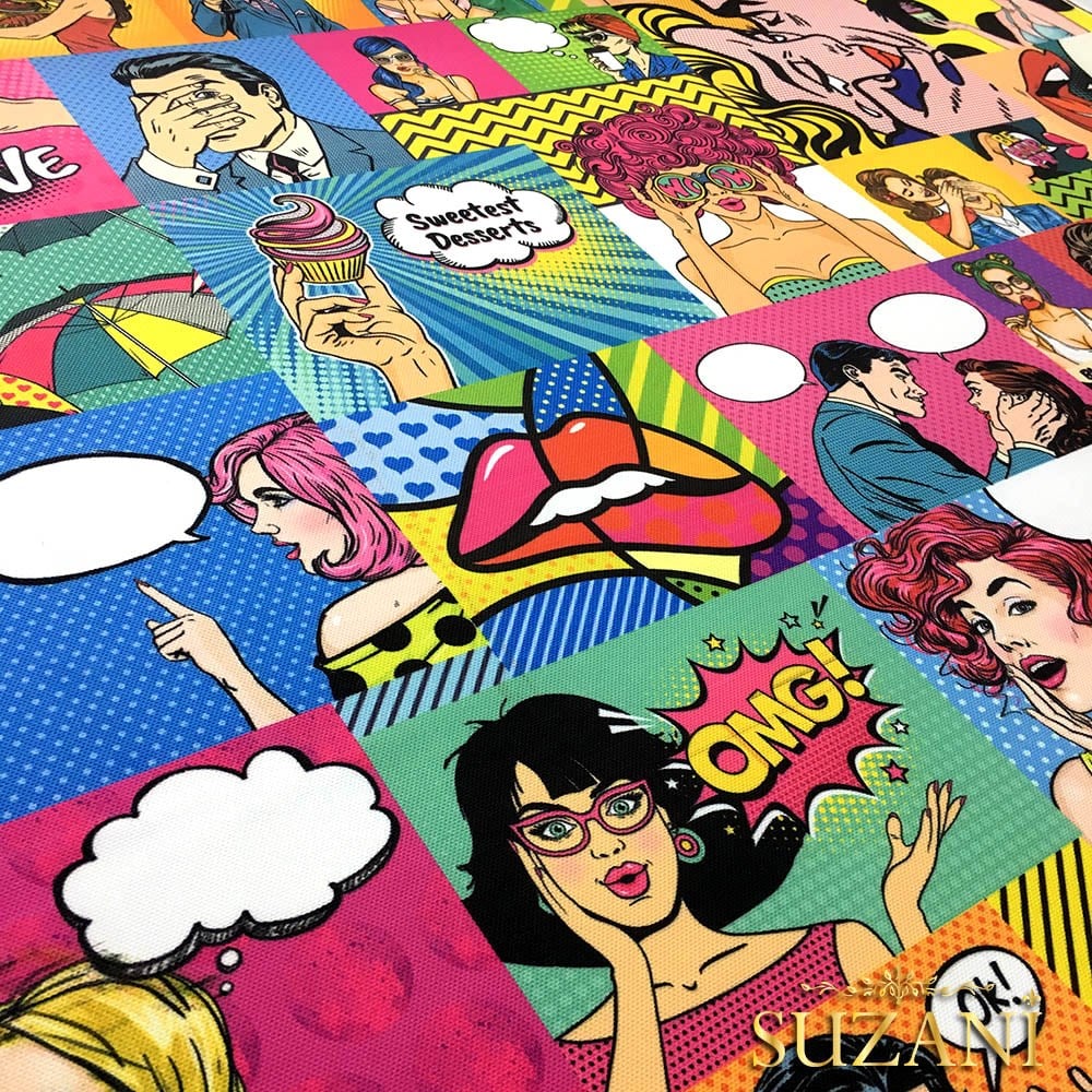 Pop Art Çizgi Roman Desenli Kumaş