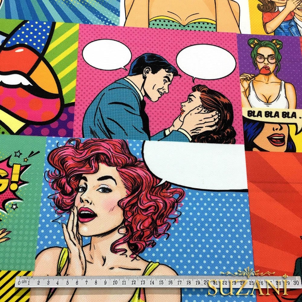 Pop Art Çizgi Roman Desenli Kumaş